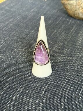 Hand Crafted Teardrop Amethyst Ring - Purple